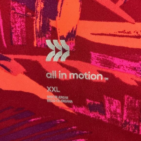 All in Motion Red Pink Orange Tropical Print Bike Short Size XXL - Picture 3 of 4